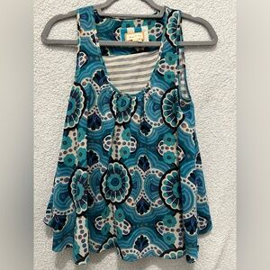 Meadow Rue Teal Floral and Patterned Tank Top